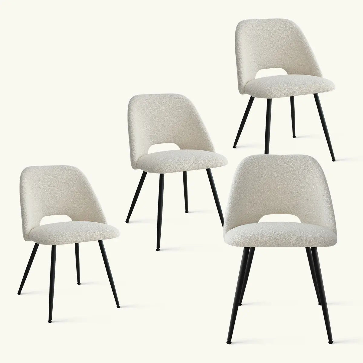 Edwin Bouclé Dining Chair (Set of 4 ) The Pop Maison