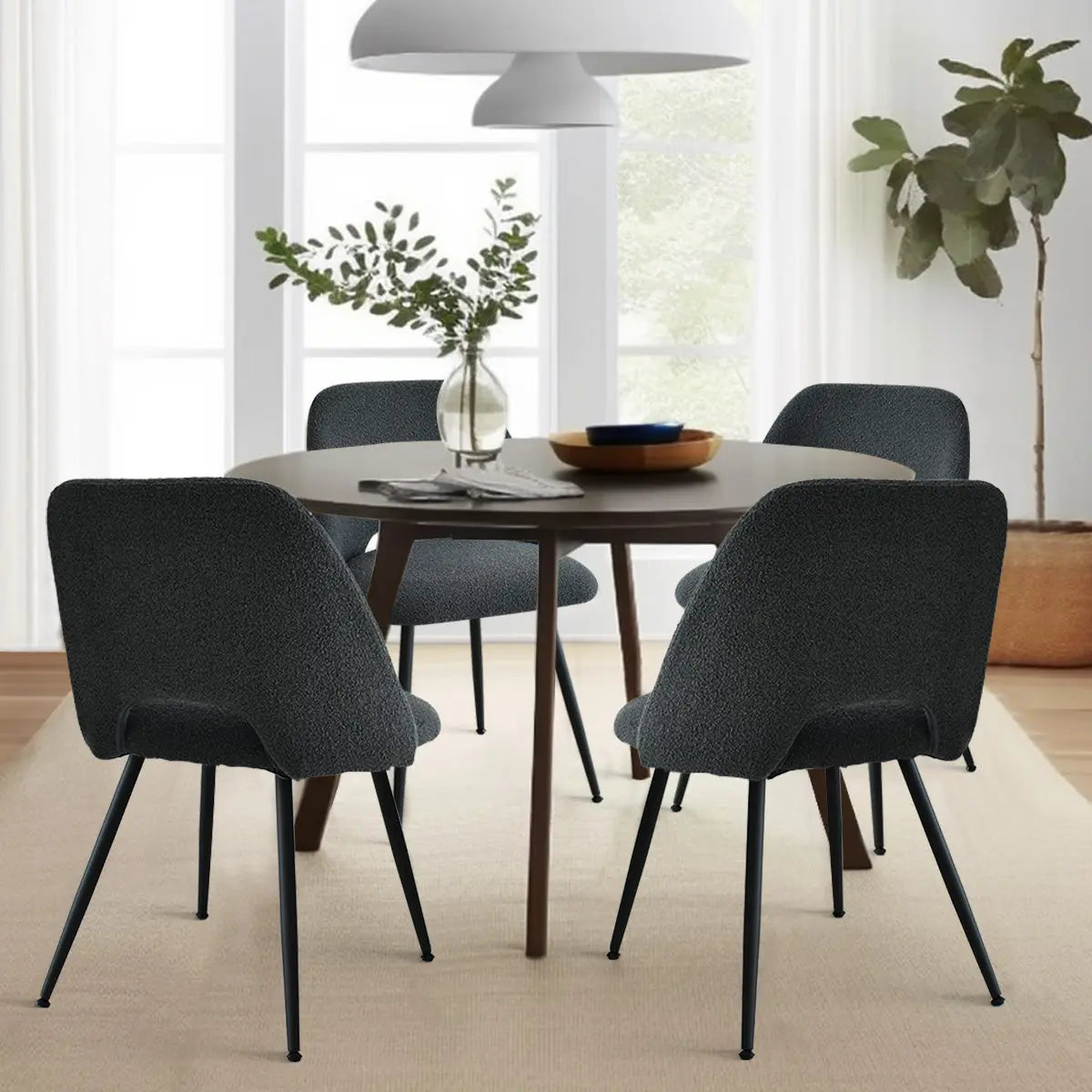 Edwin Boucle Dining Chair Set of 4 - Luxurious Seating for Stylish Dining Rooms