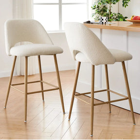 Edwin 26" Boucle Counter Stool with Oak Legs (Set Of 2) The Pop Maison