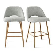 Edwin 26" Boucle Counter Stool with Oak Legs (Set Of 2) The Pop Maison