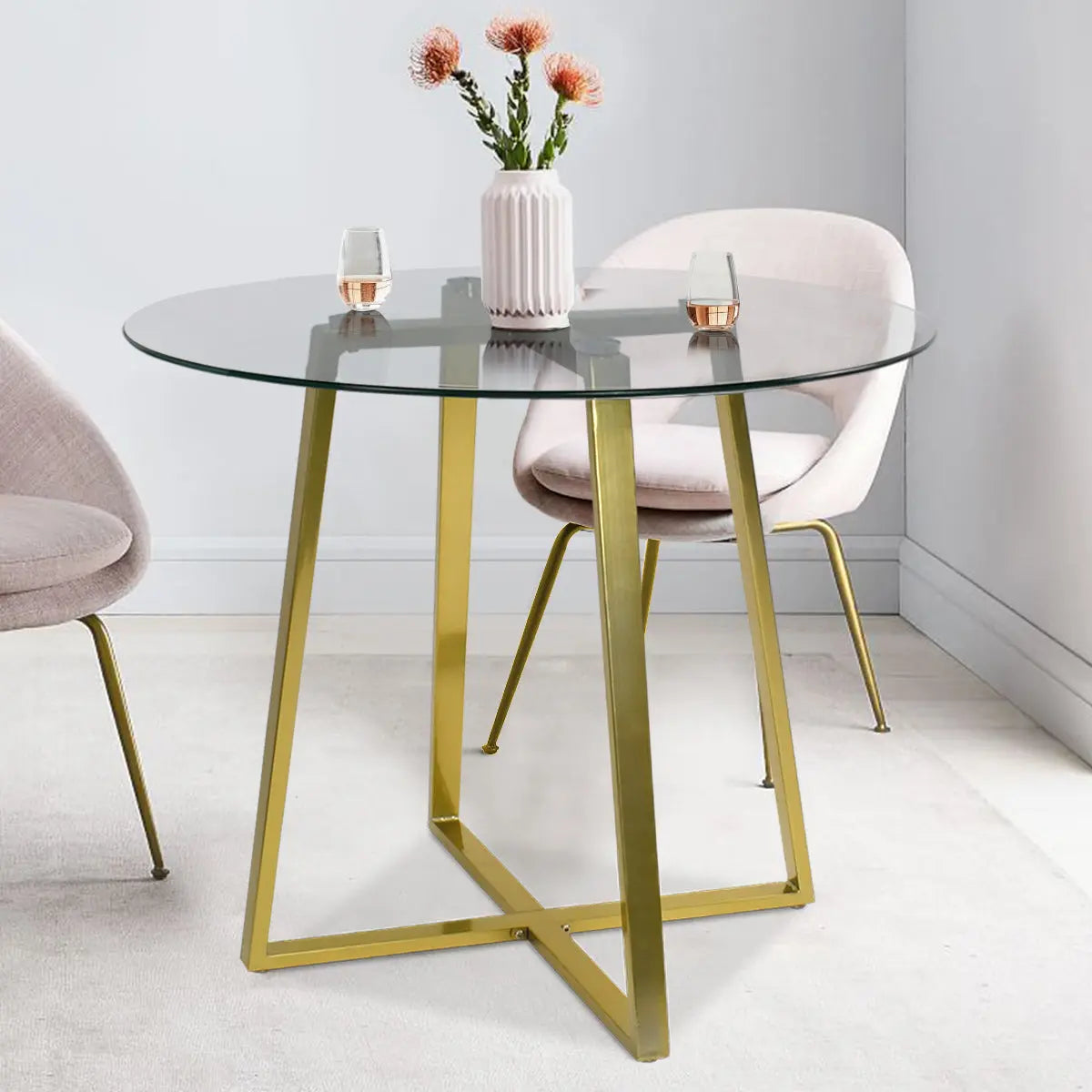 Hana 32" Round Glass Dining Table The Pop Maison