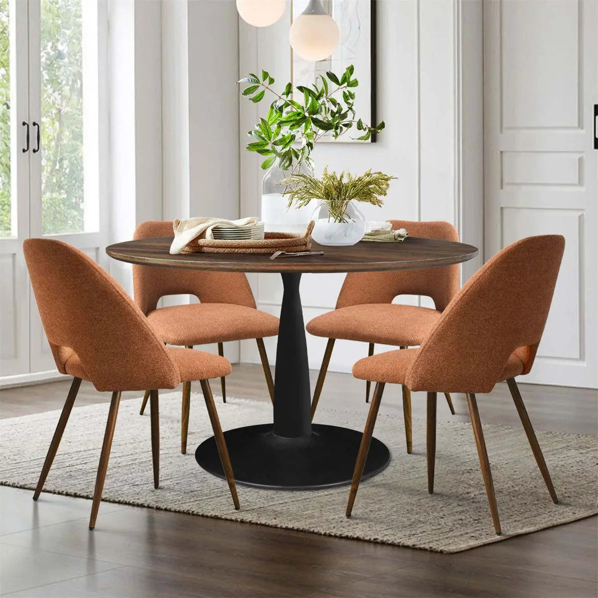 Edwin 4 - Person Round Wood Dining Set The Pop Maison