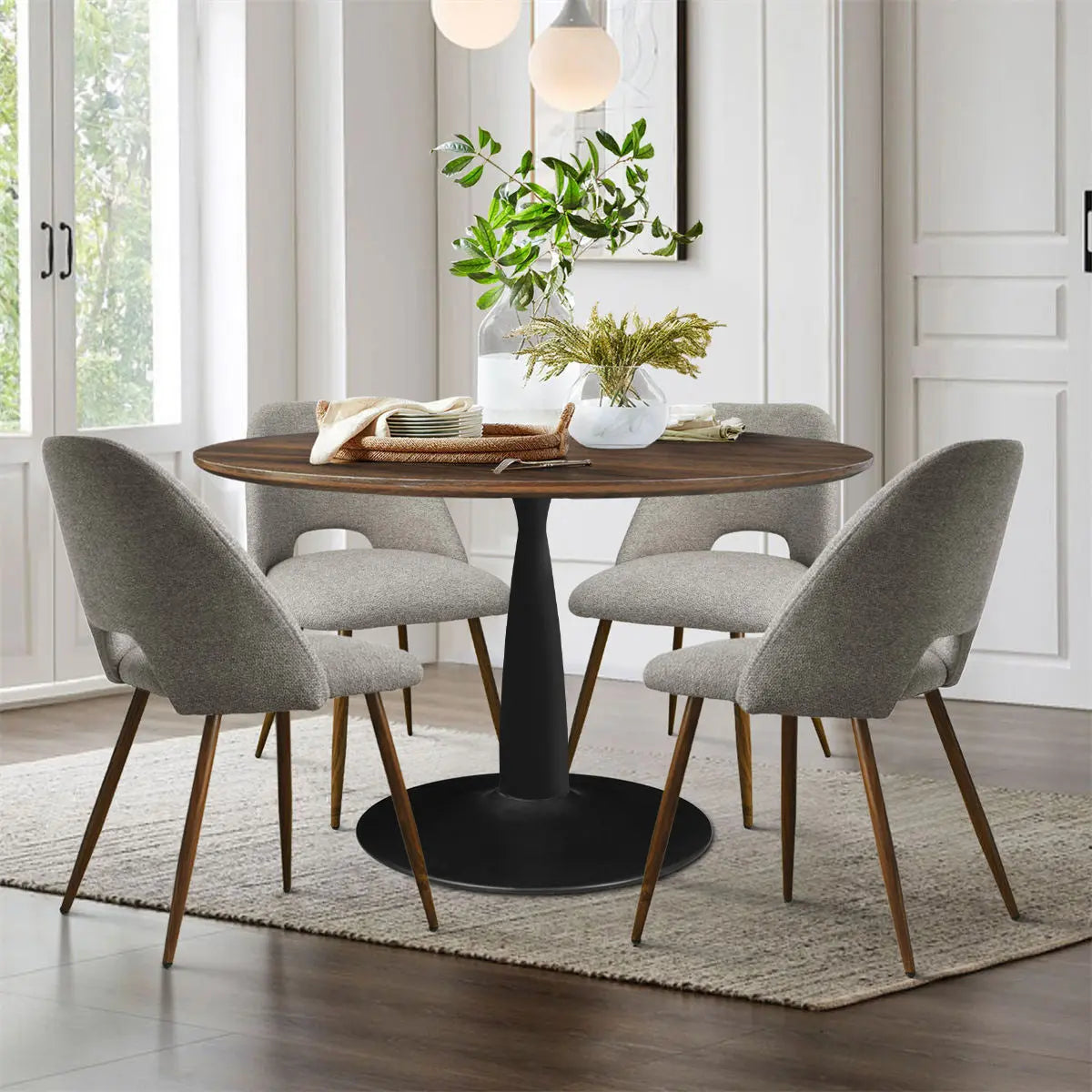 Edwin 4 - Person Round Wood Dining Set The Pop Maison