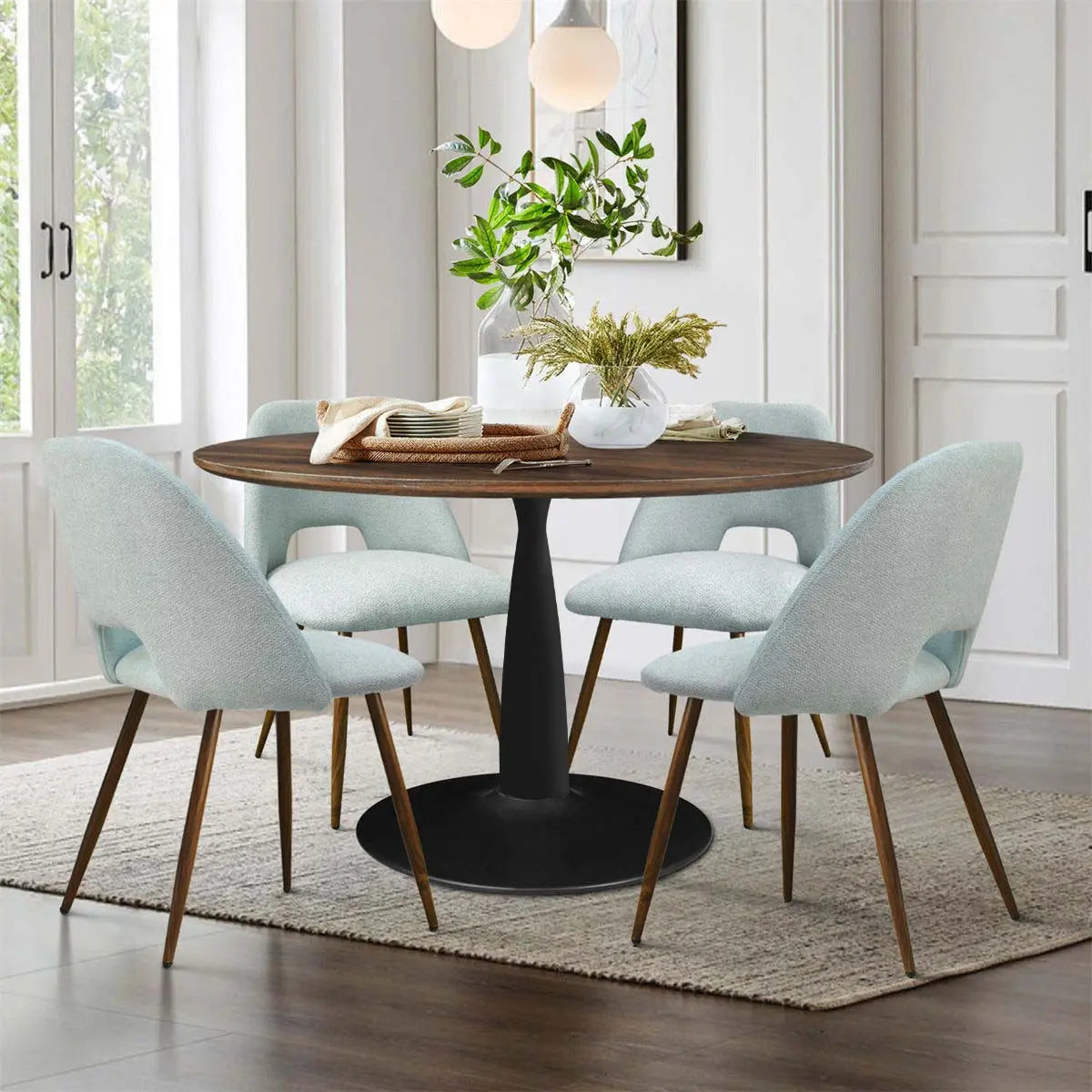 Edwin 4 - Person Round Wood Dining Set The Pop Maison