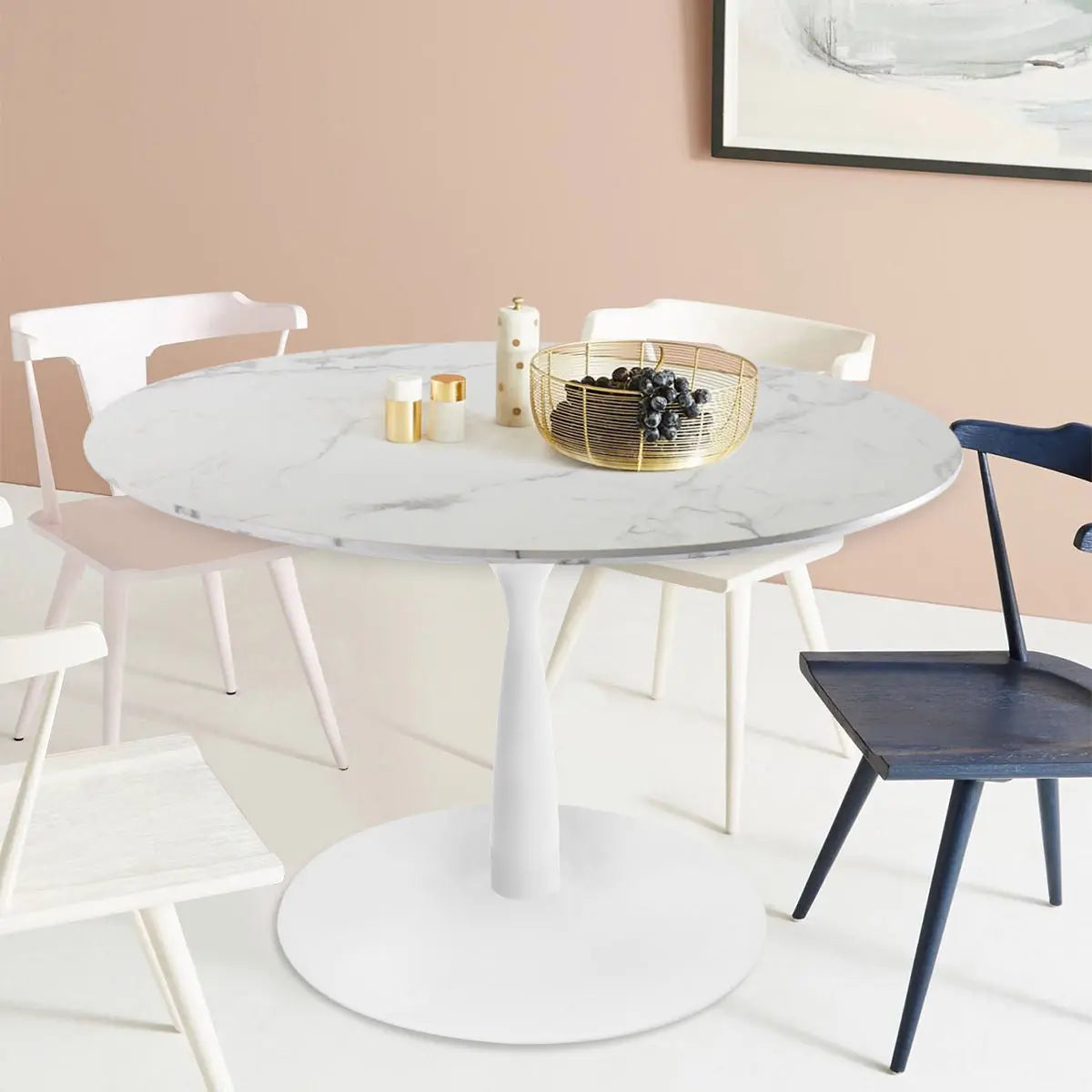Harris 40" Faux Marble Round Dining Table The Pop Maison