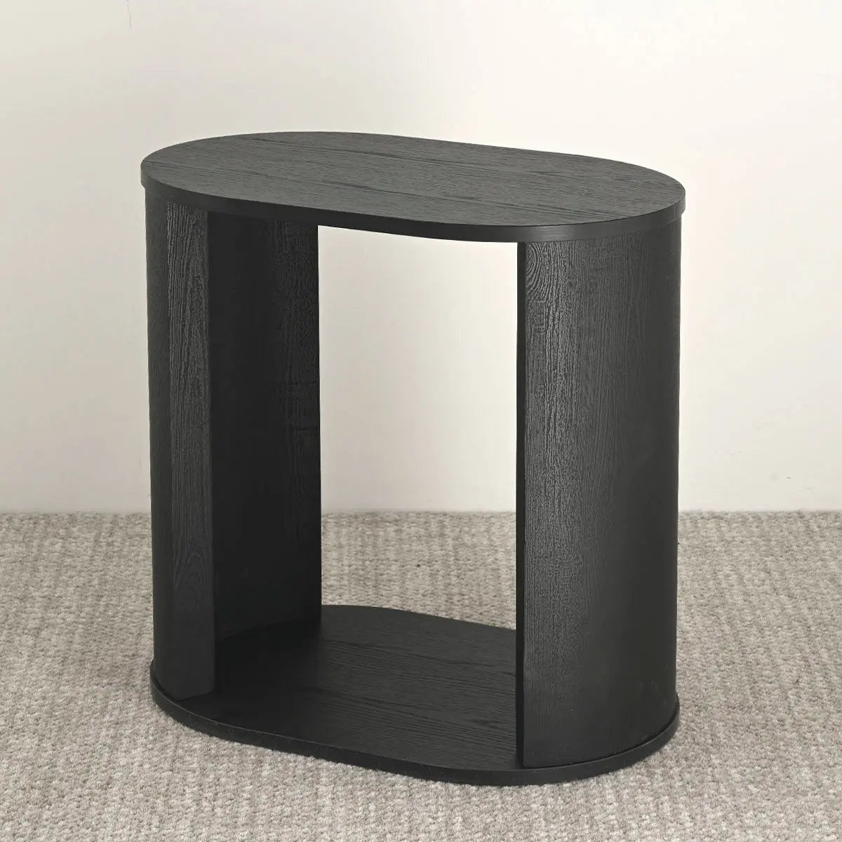 Hobo Oval 24" Black Wooden Side Table The Pop Maison