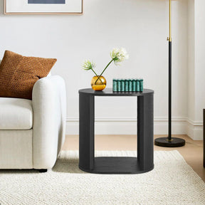 Hobo Oval 24" Black Wooden Side Table The Pop Maison