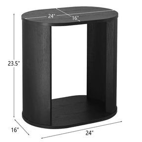 Hobo Oval 24" Black Wooden Side Table The Pop Maison