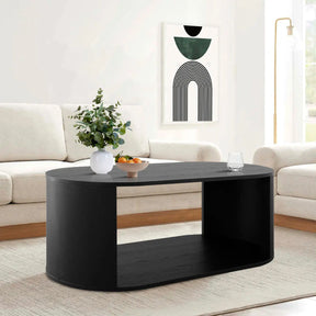 Hobo Oval 47.5" Black Wooden Coffee Table The Pop Maison