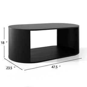 Hobo Oval 47.5" Black Wooden Coffee Table The Pop Maison