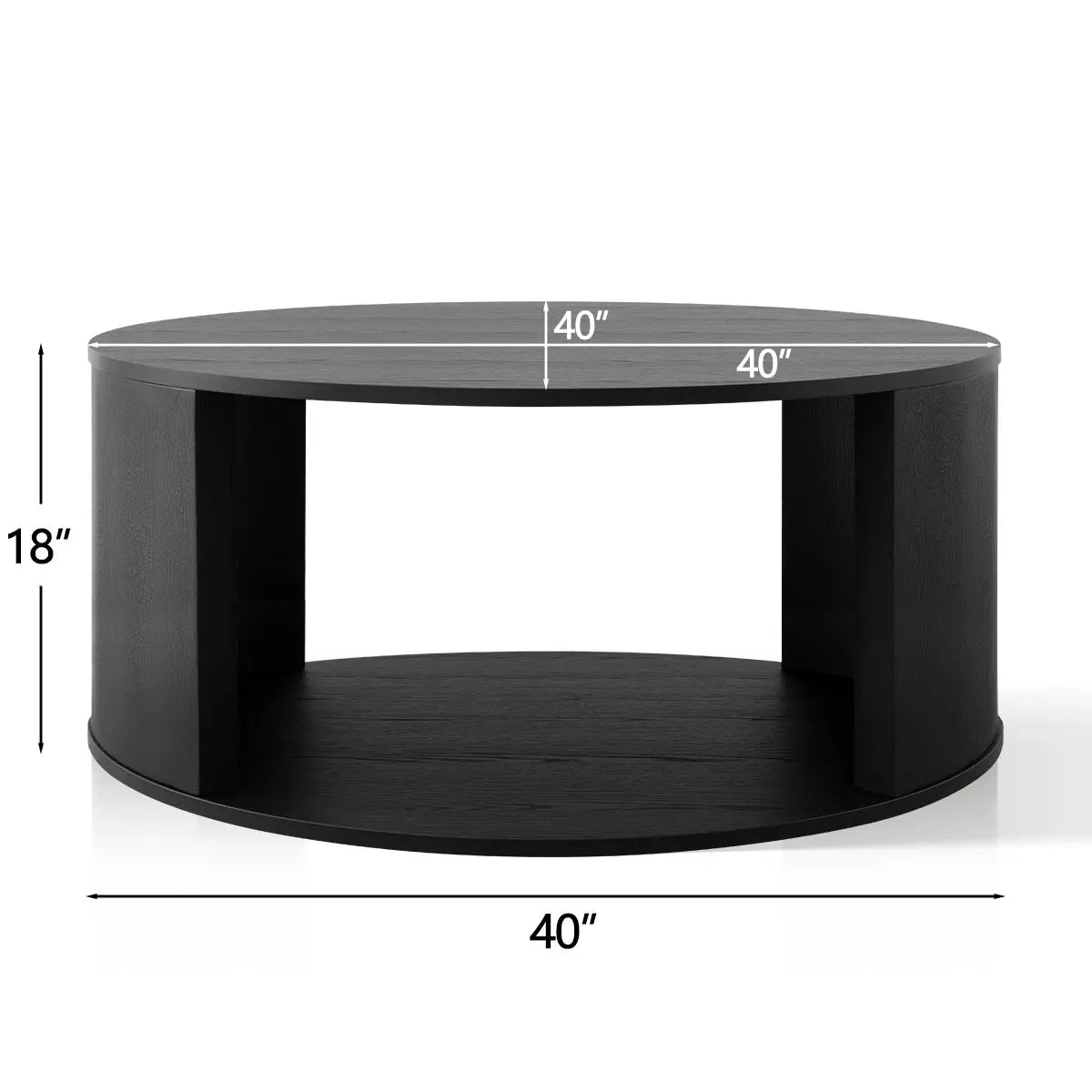 Hobo Round 40" Black Wooden Coffee Table The Pop Maison