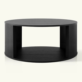 Hobo Round 40" Black Wooden Coffee Table The Pop Maison