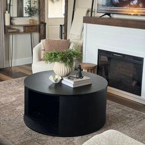 Hobo Round 40" Black Coffee Table The Pop Maison