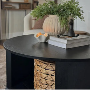 Hobo Round 40" Black Coffee Table The Pop Maison