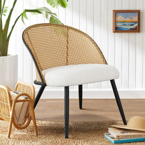 Jules Rattan Boucle Accent Chair - The Pop Maison