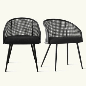 Jules Rattan Sherpa Dining Chair, Set of 2 Armchair - Trendy and Stylish Dining Chairs for Your Home Decor - The Pop Maison