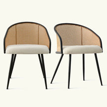 Jules Rattan Sherpa Dining Chair, Set of 2 Armchair - Trendy and Stylish Dining Chairs for Your Home Decor - The Pop Maison