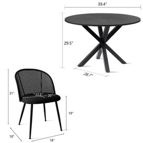 Black Oliver & Jules Black 5 piece Round Dining Set - The Pop Maison