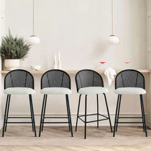 Jules Set of 4 Rattan Backrest Counter Stools The Pop Maison