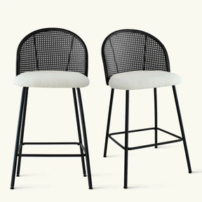 Jules Set of 4 Rattan Backrest Counter Stools The Pop Maison