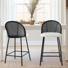 Jules Set of 2 Rattan Backrest Counter Stools The Pop Maison