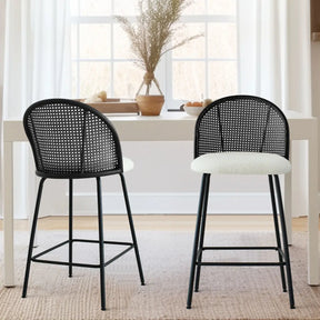 Jules Set of 4 Rattan Backrest Counter Stools The Pop Maison