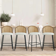 Jules Set of 4 Rattan Backrest Counter Stools The Pop Maison