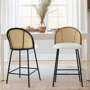 Jules Set of 4 Rattan Backrest Counter Stools The Pop Maison