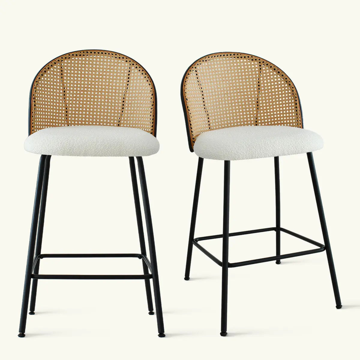 Jules Set of 2 Rattan Backrest Counter Stools The Pop Maison