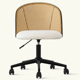 Jules Boucle Rattan Task Chair, Swival Office Chair - The Pop Maison