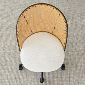 Jules Boucle Rattan Task Chair, Swival Office Chair - The Pop Maison