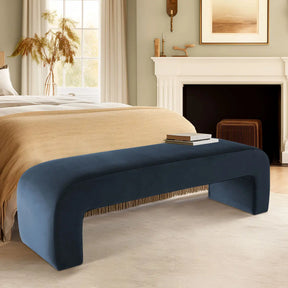 60" Luxurious Velvet Upholstered Waterfall Bench - Sleek Entryway/Foyer Seating-Modern Contemporary Style The Pop Maison