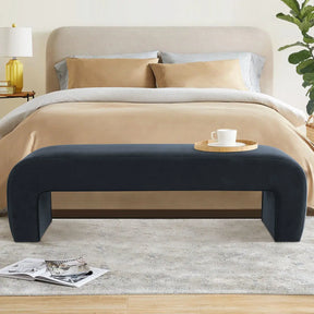 60" Luxurious Velvet Upholstered Waterfall Bench - Sleek Entryway/Foyer Seating-Modern Contemporary Style The Pop Maison