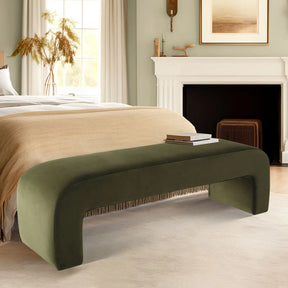 60" Luxurious Velvet Upholstered Waterfall Bench - Sleek Entryway/Foyer Seating-Modern Contemporary Style The Pop Maison