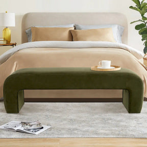 60" Luxurious Velvet Upholstered Waterfall Bench - Sleek Entryway/Foyer Seating-Modern Contemporary Style The Pop Maison