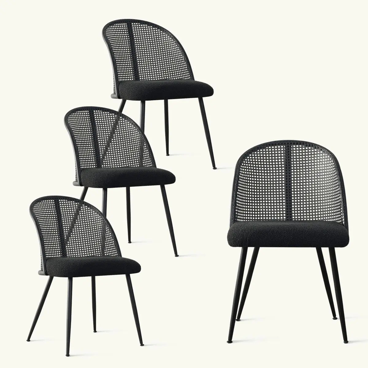 Lucca High Back Rattan Boucle Dining Chair The Pop Maison