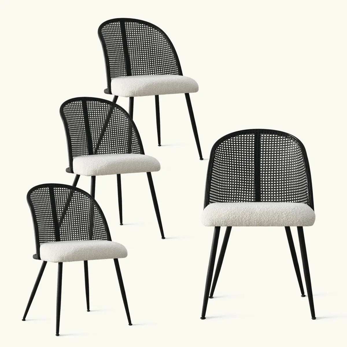 Lucca High Back Rattan Boucle Dining Chair The Pop Maison