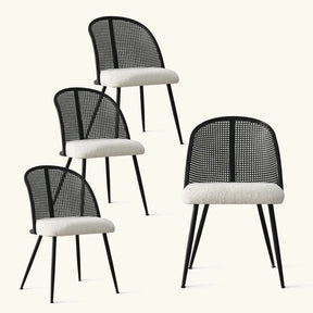 Lucca High Back Rattan Boucle Dining Chair The Pop Maison