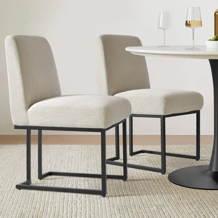 Contemporary Maison Dining Chair with Black Legs Set of 2, enhances any modern dining room with sleek lines