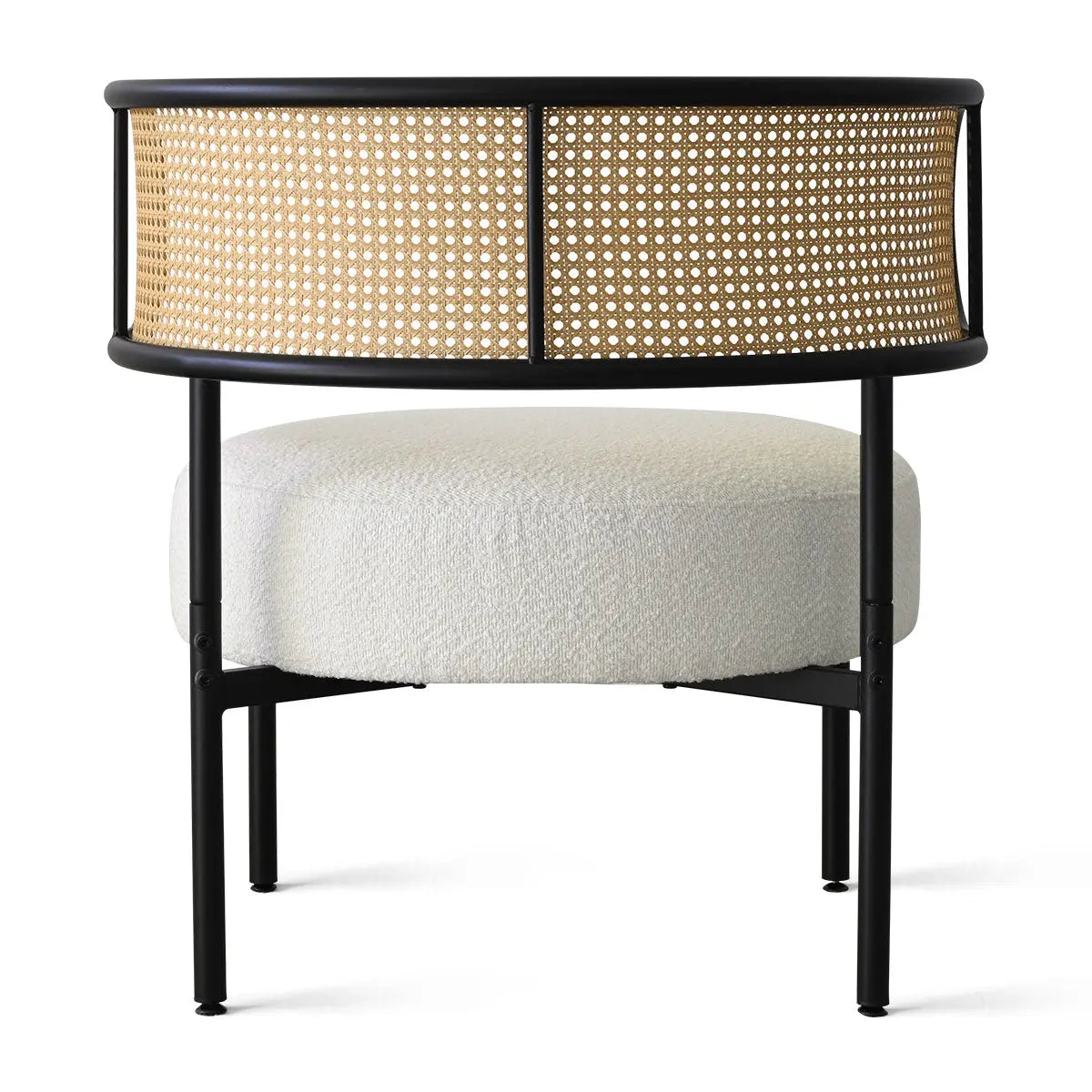 Marse Boucle Upholstered Barrel Chair with Rattan Back - The Pop Maison