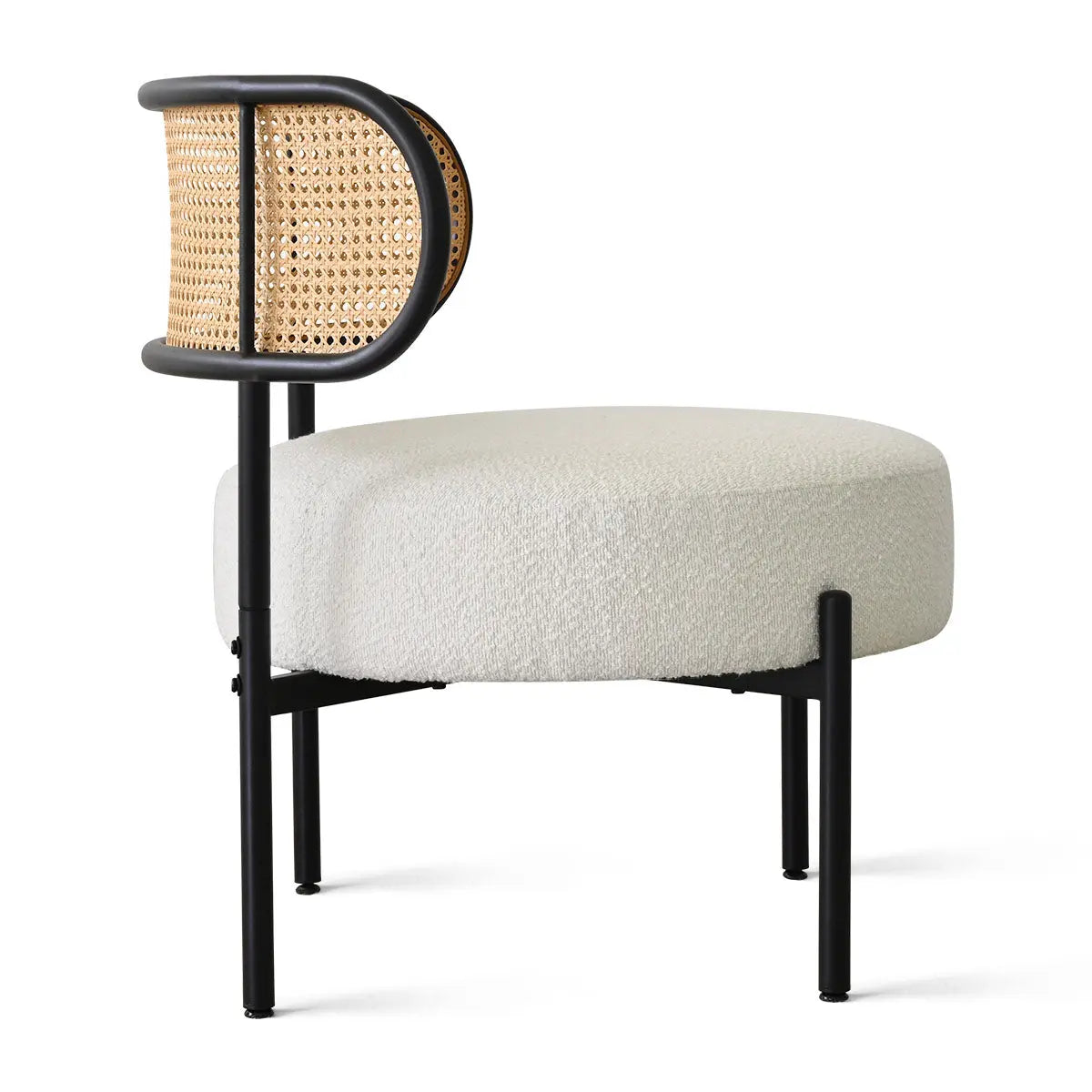 Marse Boucle Upholstered Accent Chair with Rattan Back - The Pop Maison