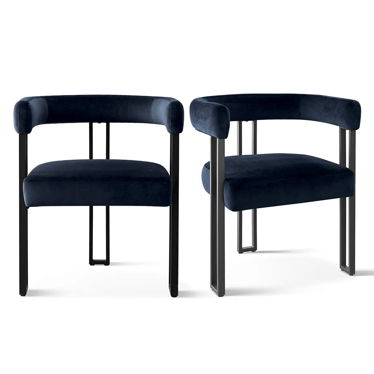 Mia 2-Piece Set Lux Velvet Dining/Accent Chairs with Solid Metal Frame and Sanded Matt Black Coating, Stylish, Comfortable & Space-Saving Design, Perfect for Modern Homes The Pop Maison