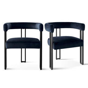 Mia 2-Piece Set Lux Velvet Dining/Accent Chairs with Solid Metal Frame and Sanded Matt Black Coating, Stylish, Comfortable & Space-Saving Design, Perfect for Modern Homes The Pop Maison