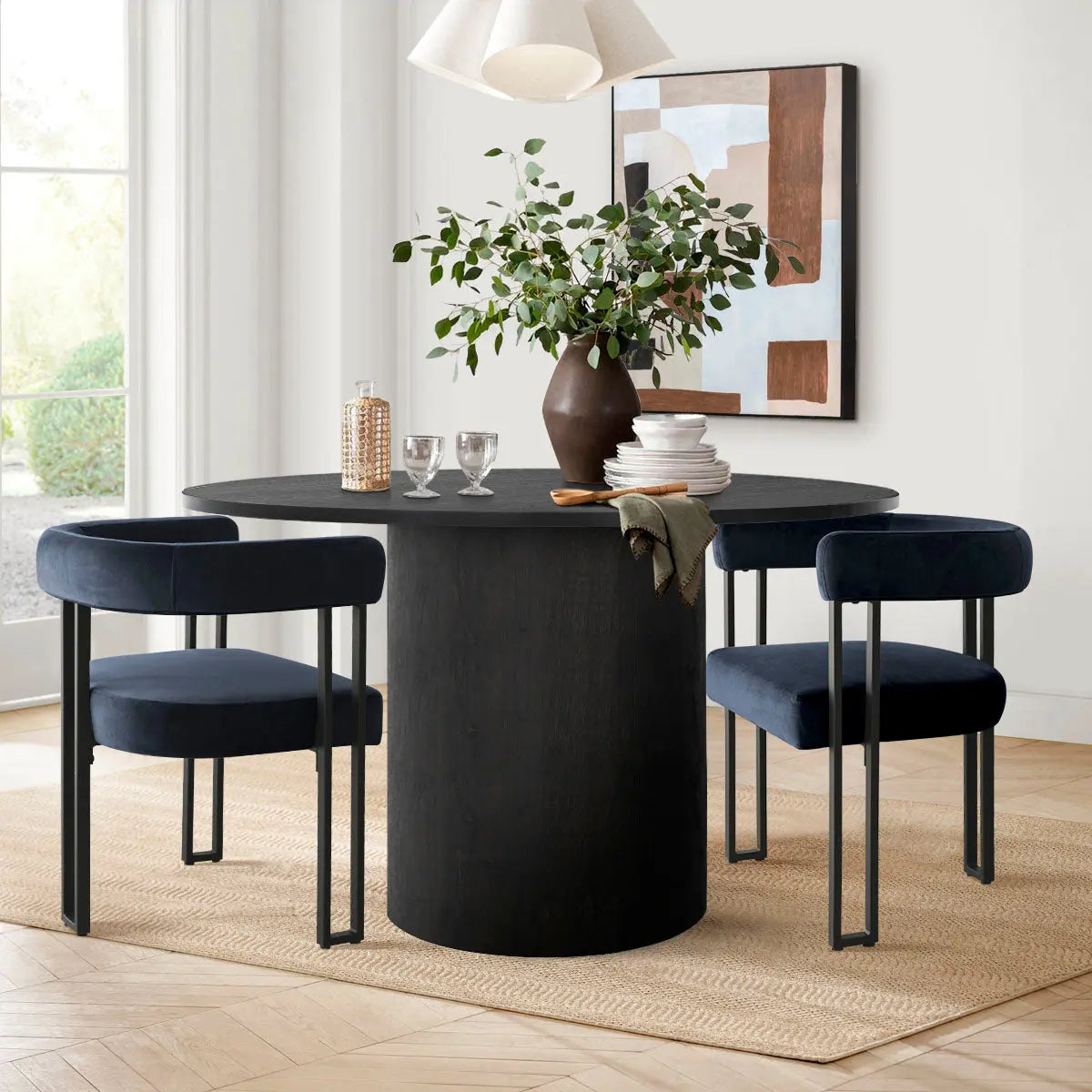 Mia 2-Piece Set Lux Velvet Dining/Accent Chairs with Solid Metal Frame and Sanded Matt Black Coating, Stylish, Comfortable & Space-Saving Design, Perfect for Modern Homes The Pop Maison