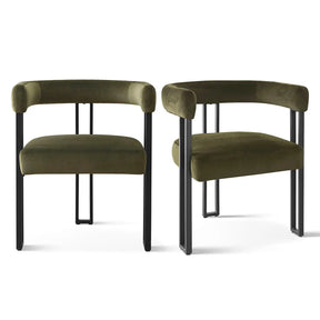 Mia 2-Piece Set Lux Velvet Dining/Accent Chairs with Solid Metal Frame and Sanded Matt Black Coating, Stylish, Comfortable & Space-Saving Design, Perfect for Modern Homes The Pop Maison