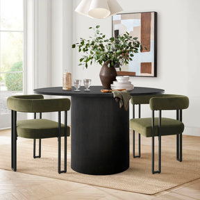 Mia 2-Piece Set Lux Velvet Dining/Accent Chairs with Solid Metal Frame and Sanded Matt Black Coating, Stylish, Comfortable & Space-Saving Design, Perfect for Modern Homes The Pop Maison