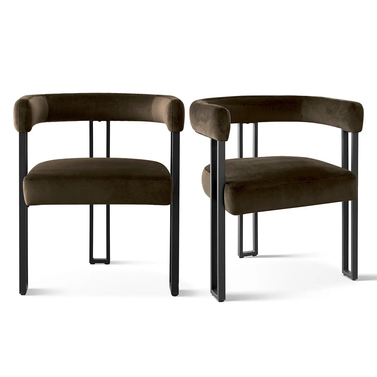 Mia 2-Piece Set Lux Velvet Dining/Accent Chairs with Solid Metal Frame and Sanded Matt Black Coating, Stylish, Comfortable & Space-Saving Design, Perfect for Modern Homes The Pop Maison