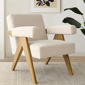 Morgan Oak Leg, Mid Century Modern Arm Chair, Comfy Reading Chair The Pop Maison