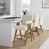 Morgan 25.5"H OAK Counter Stool with Arms (Set of 3) The Pop Maison