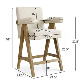 Morgan 25.5"H OAK Counter Stool with Arms The Pop Maison